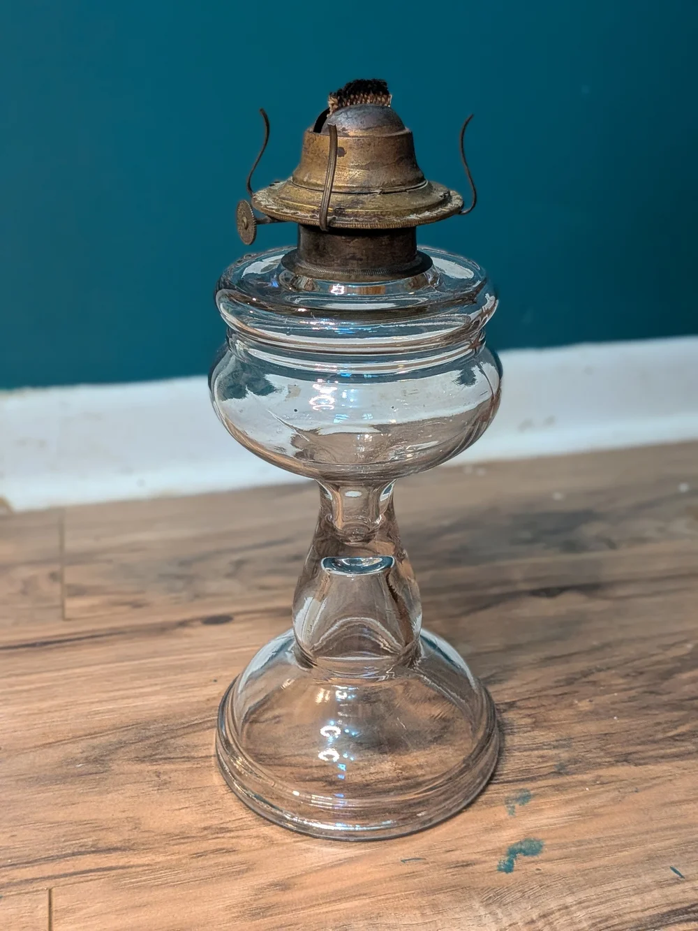 Clear Glass Vintage-Style Oil Lamp - Classic Home Accent